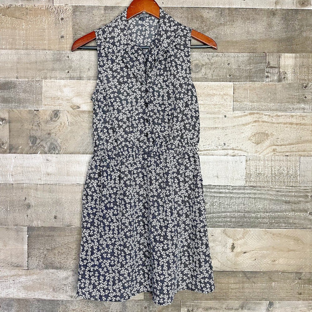 BeBop Womens Dress Size S Black & White Floral Dots Sleeveless Collared‎ Y2K
